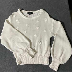 Women's White Sweater with Floral Embroidery